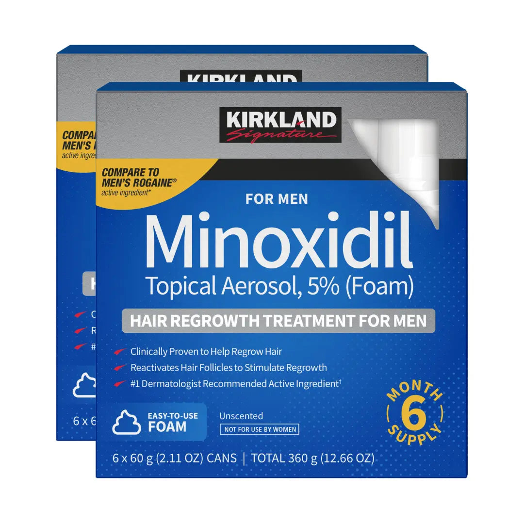 Kirkland Signature Traitement Repousse Cheveux Homme – Minoxidil 5% Mousse – Approvisionnement 12 Mois (12 x 63 ml) Kirkland Minoxidil Canada