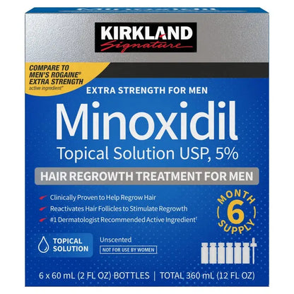 Kirkland Signature Traitement Repousse Cheveux Homme – Minoxidil 5% Solution Topique – Approvisionnement 6 Mois (6 x 60 ml) Kirkland Minoxidil Solution