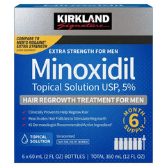 Kirkland Signature Hair Regrowth Treatment for Men – Minoxidil 5% Topical Solution – 6 Month Supply (6 x 60 ml)