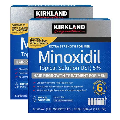 Kirkland Signature Traitement Repousse Cheveux Homme–Minoxidil 5% Solution Topique–Approvisionnement 12 Mois (12 x 60 ml) Kirkland Minoxidil Canada